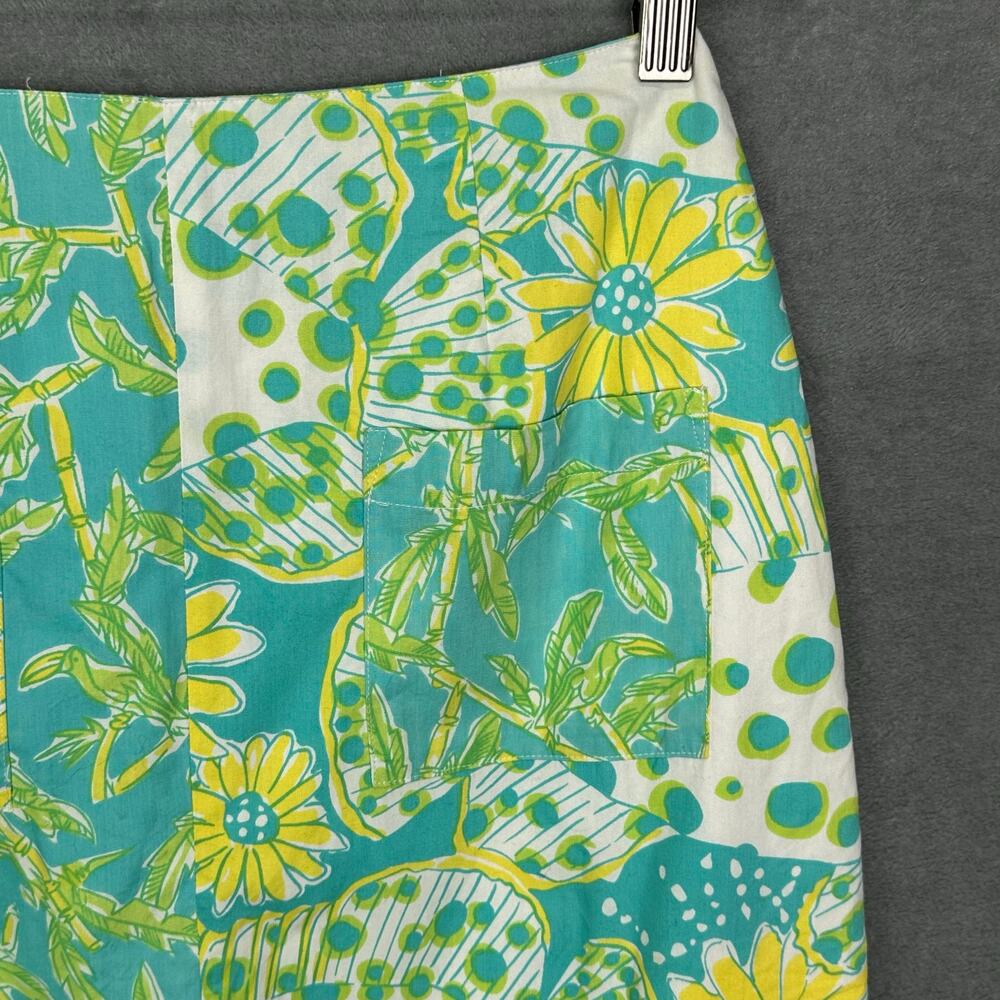 Vintage Lilly Pulitzer Skirt Womens 6 Green Floral Fish Tropical Beachy Bright - Picture 2 of 10